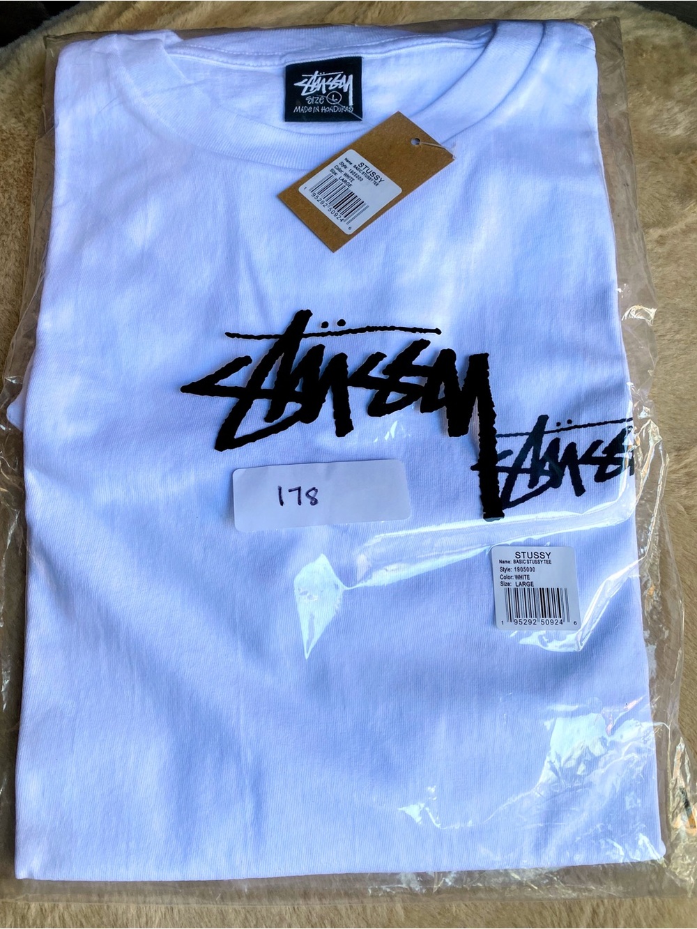 NWT Stussy Basic Graphic Tee Large ~ White
